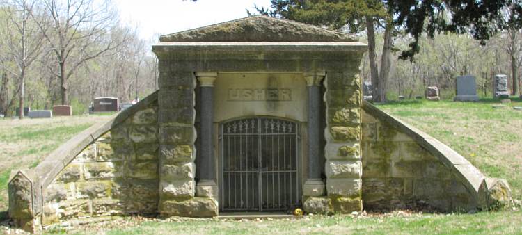 Usher family vault in Lawrence Kansas' Oak Park Cemetery.