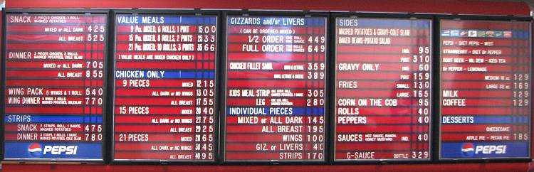 Olathe Go Chicken Go menu