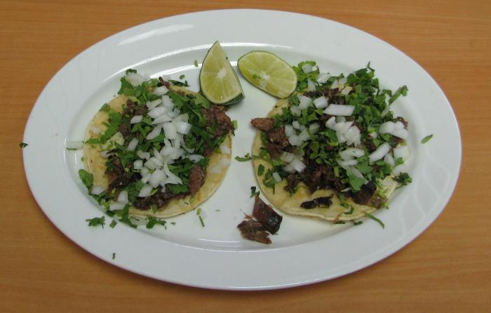 cabeza (beef head) and lengua (tongue) soft tacos