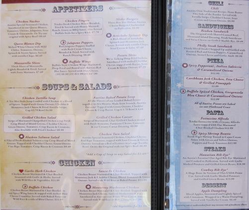 Austin's Bar and Grill Menu