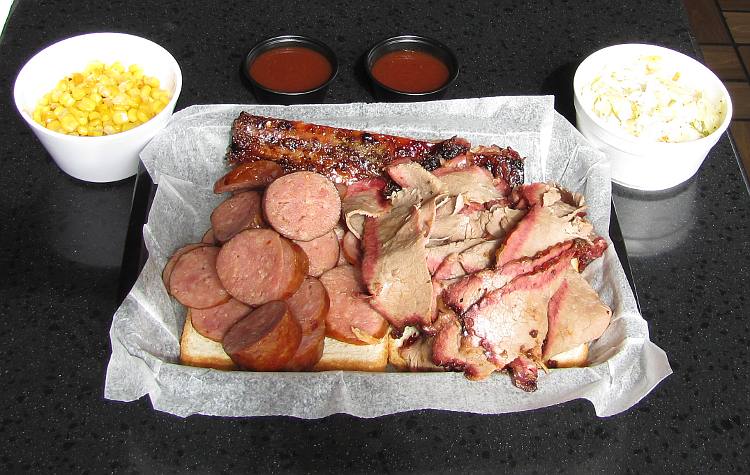sausage and brisket at McGuire's Smokehouse in Olathe
