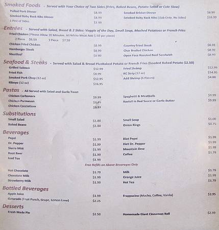 Downtown Diner menu page 2