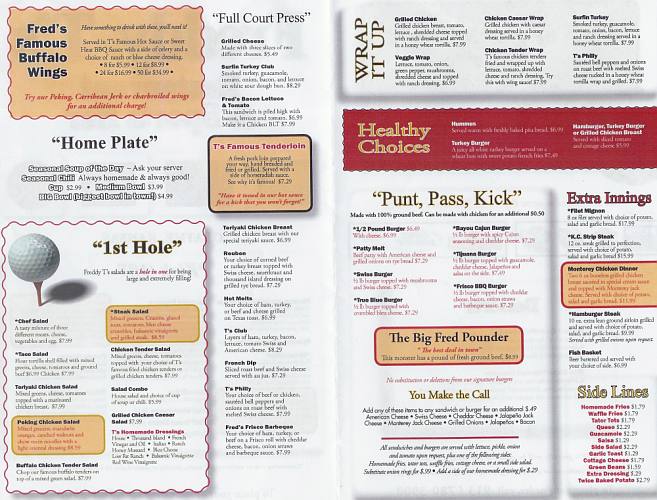 Freddy T's menu - Olathe, Kansas