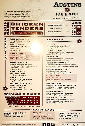 Austin's Bar and Grill Menu - Olathe, Kansas