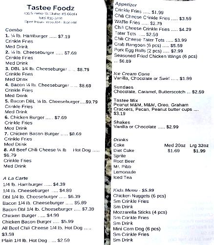 Tastee Foodz menu - Olathe, Kansas