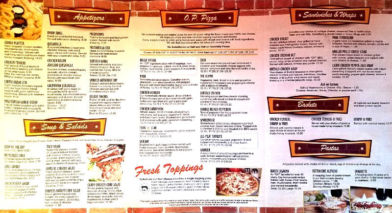 The Other Place menu