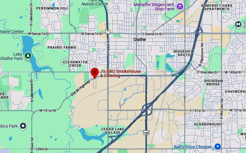 Js BBQ Smokehouse Map - Olathe, Kansas