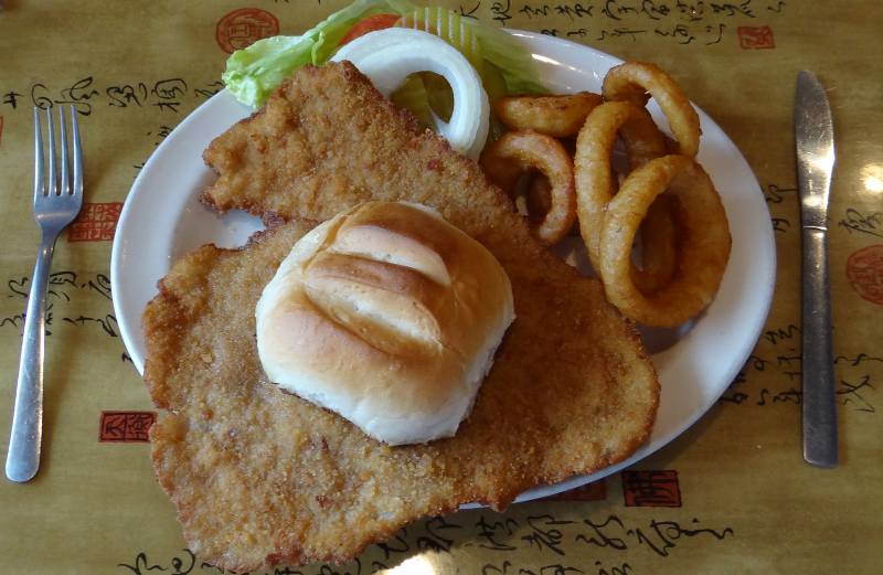 Schnitzel Sandwich at Downtown Diner - Olathe, Kansas