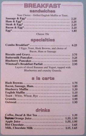 Winstead's breakfast menu