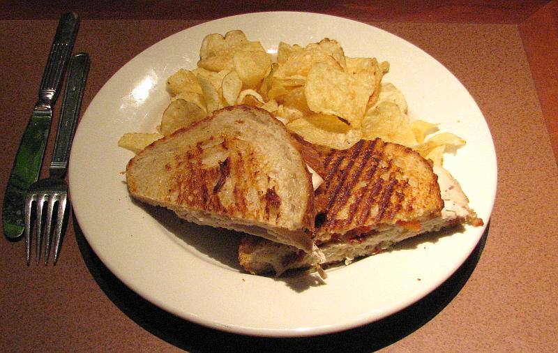 turkey club panini with chips