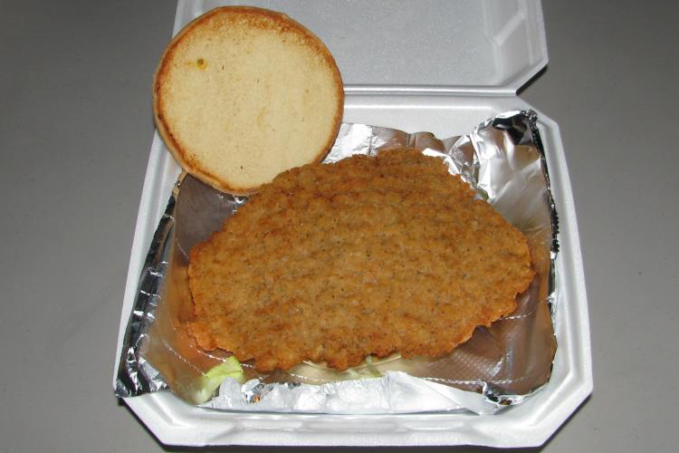 Grandstand Burgers' pork renderloin sandwich