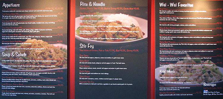 Wai-Wai Thai Place Express menu