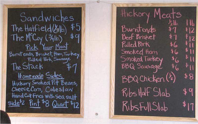 The Burnt End BBQ Menu