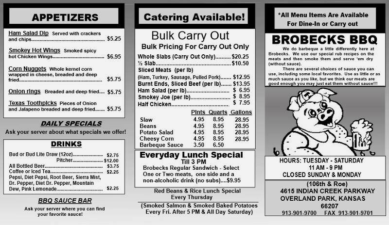 Brobeck BBQ menu page 2