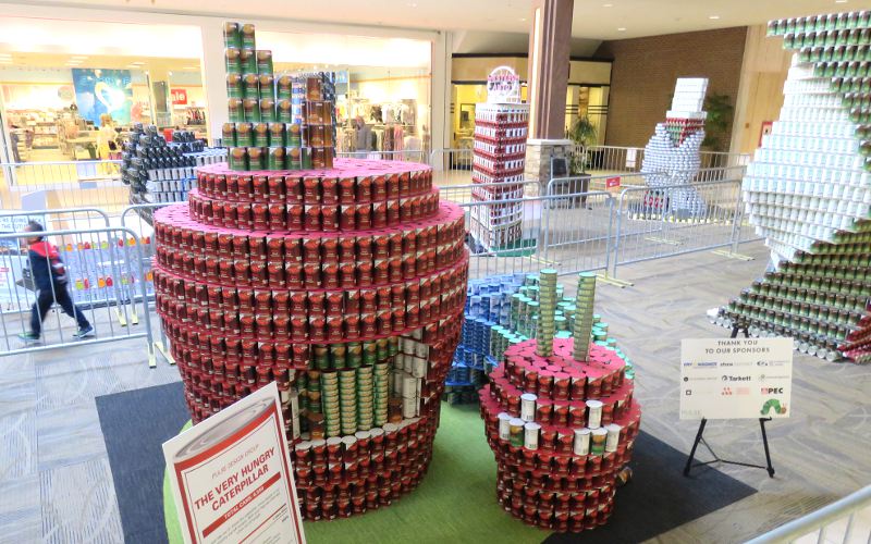 Caterpillar and apple canned food art