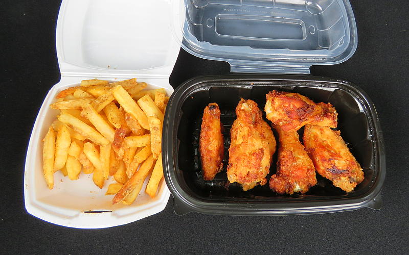 Crispy fries and wings