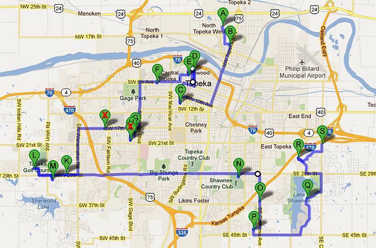 Topeka Kansas Christmas Light Tour Map