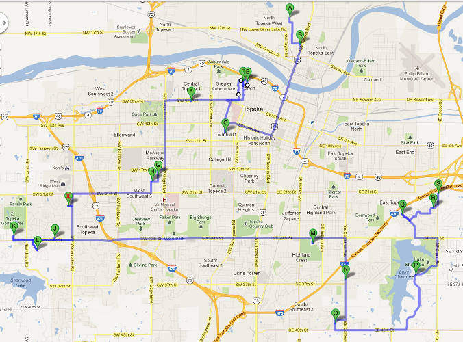 Topeka Kansas Christmas Light Tour Map