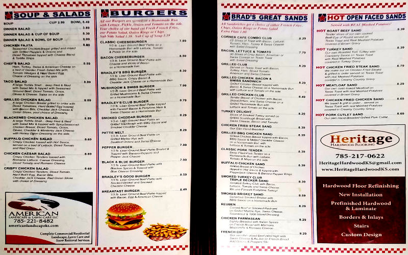 Bradley's Corner Cafe Menu - Topeka, Kansas