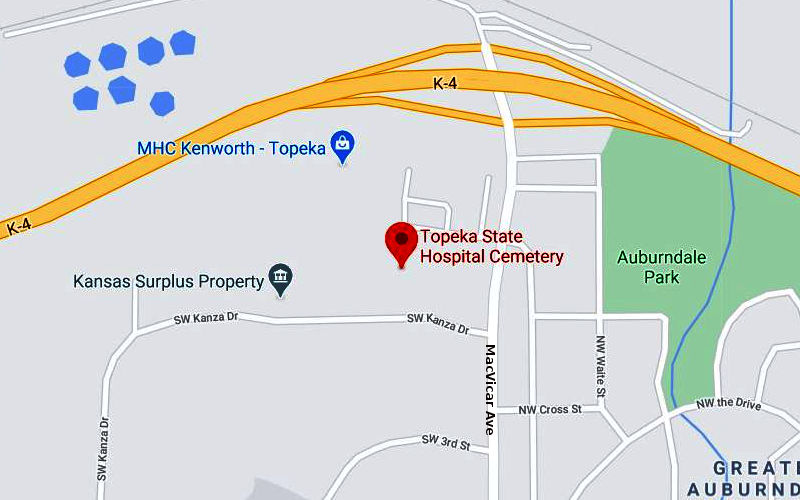 Topeka State Hospital Cemetery Map - Topeka, Kansas