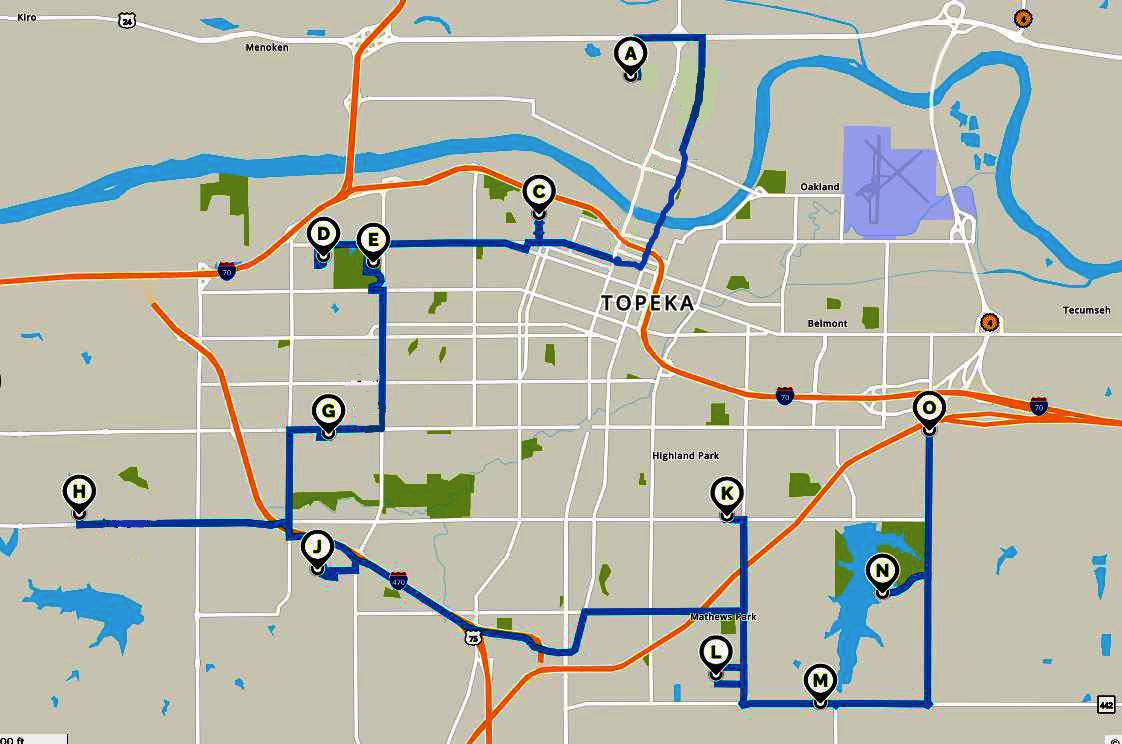 Topeka Kansas Christmas Light Tour Map