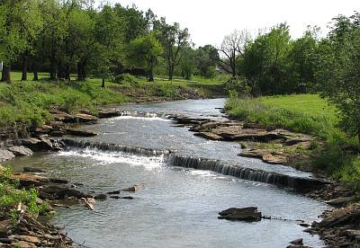 Wildcat Creek Waterfalls and swinging bridge - Moline, Kansas