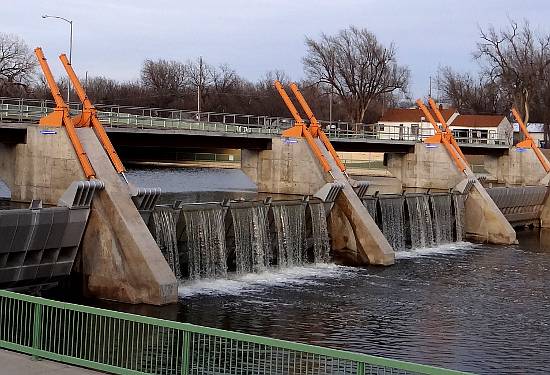 Lincoln Street Dam Falls and Bridge - Wichita, Kansas