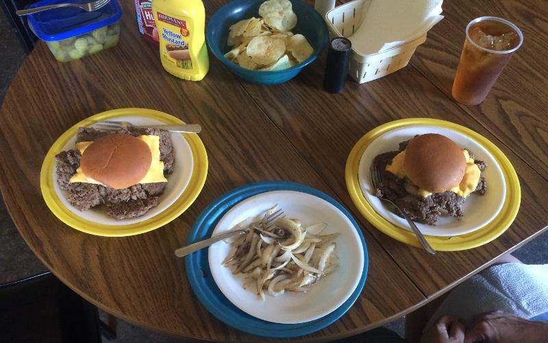 cheeseburgers at Jack's Coffee Shop