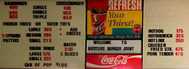 Buster's Burger Joint Menu - Wichita, Kansas